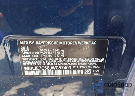 2018 BMW 540I xDrive from USA, damaged, VIN WBAJE7C56JWC57409